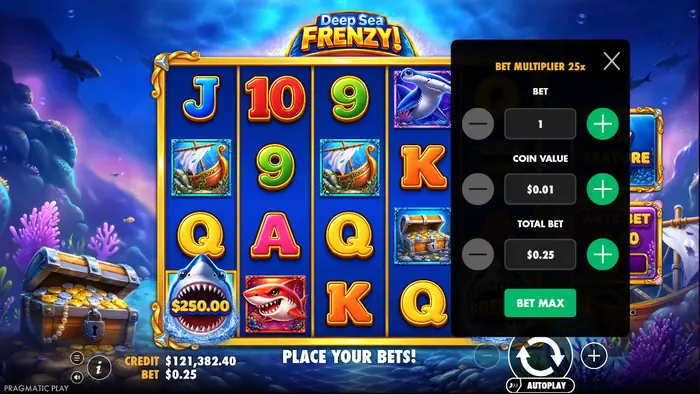 Проверка ставки в Deep Sea Frenzy