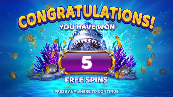 Экран с итогами бонусного раунда в слоте Deep Sea Frenzy.